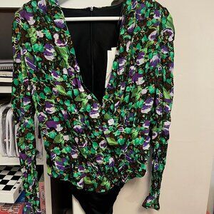 Zara Green & Purple Bodysuit/Blouse